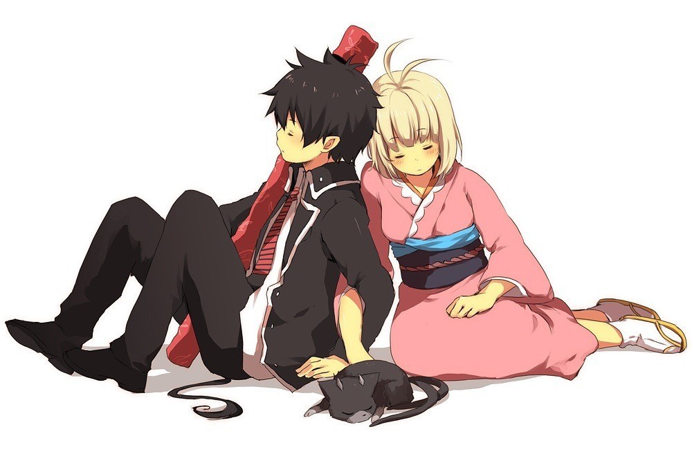 Anime couple resting together