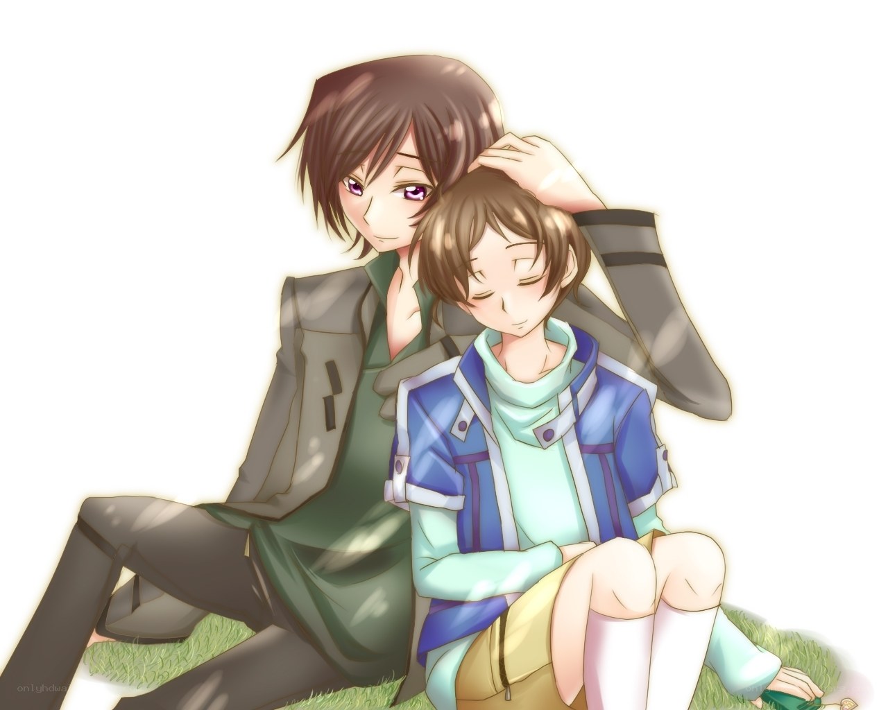 anime couple resting together