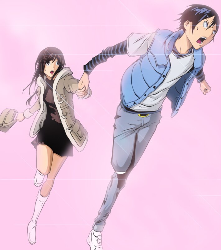 Anime Couple Running — Pink