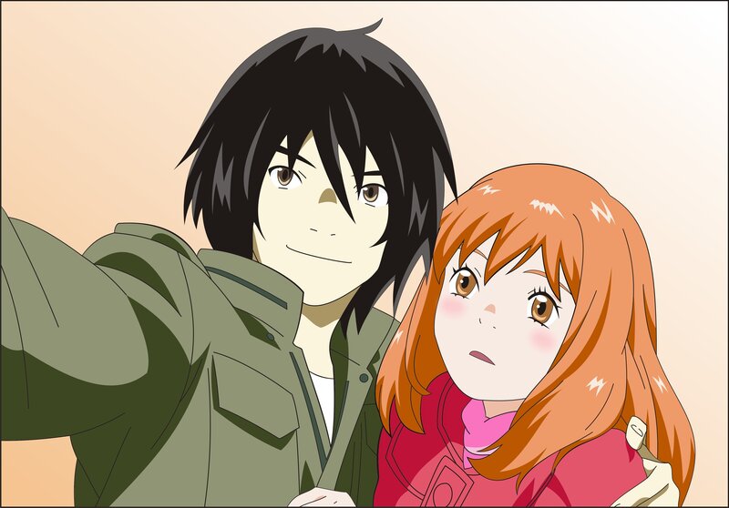 anime couple selfie