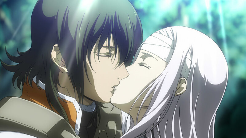 anime couple sharing a kiss