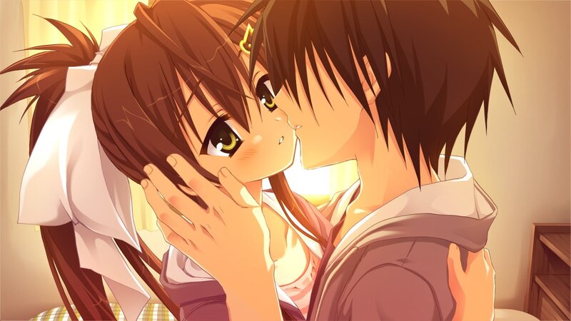 anime couple sharing a kiss
