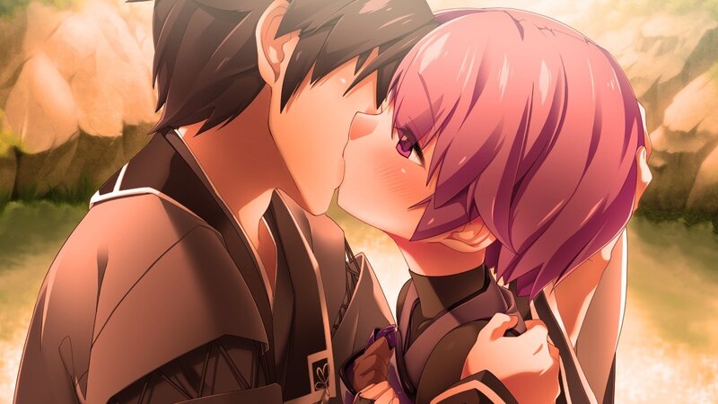 anime couple sharing a kiss