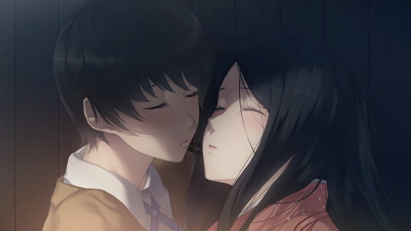 anime couple sharing a kiss