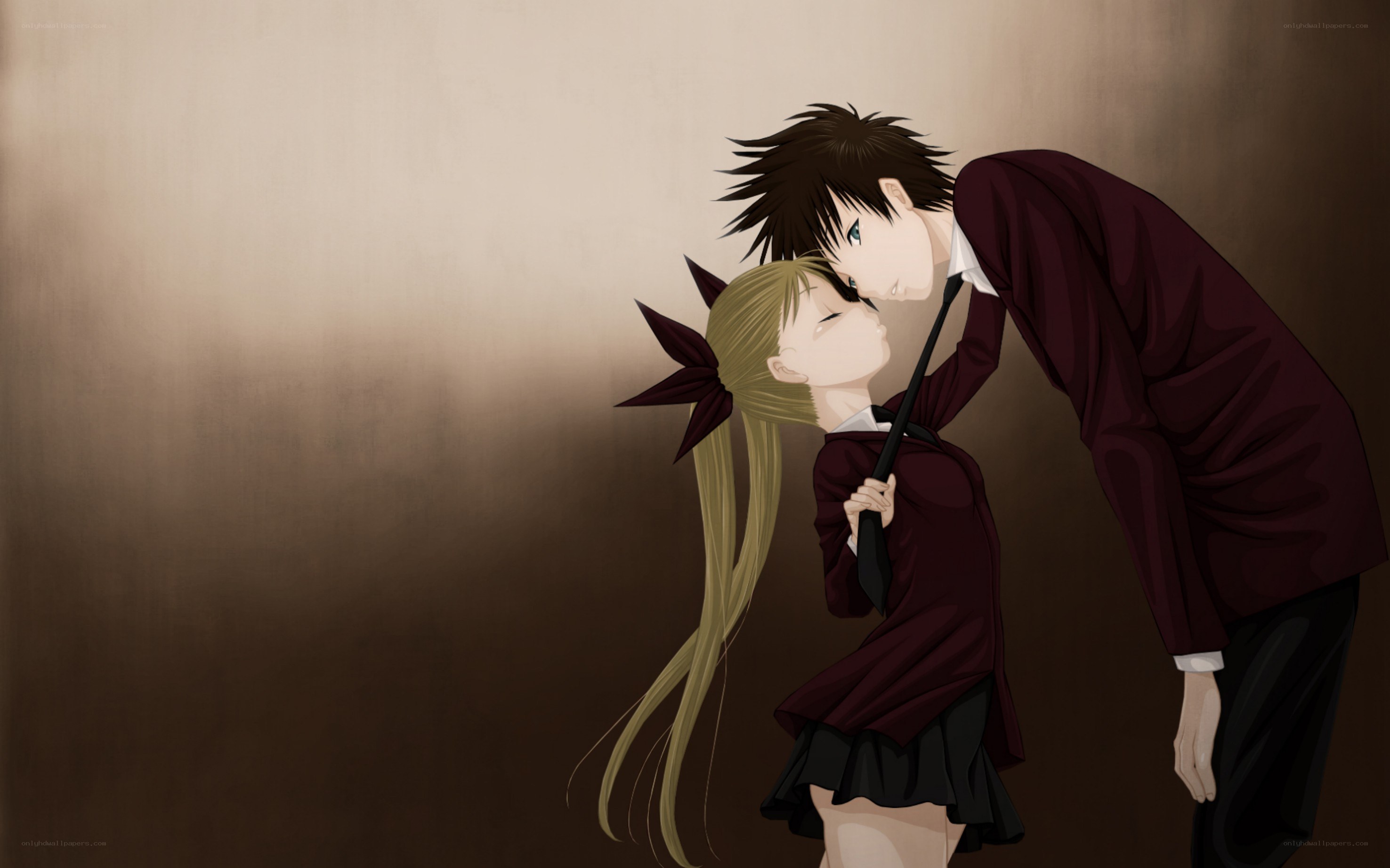 anime couple sharing a kiss
