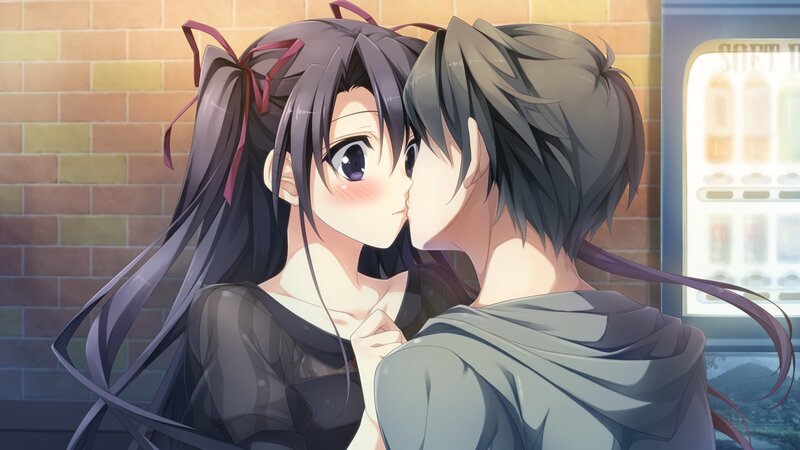 anime couple sharing a kiss