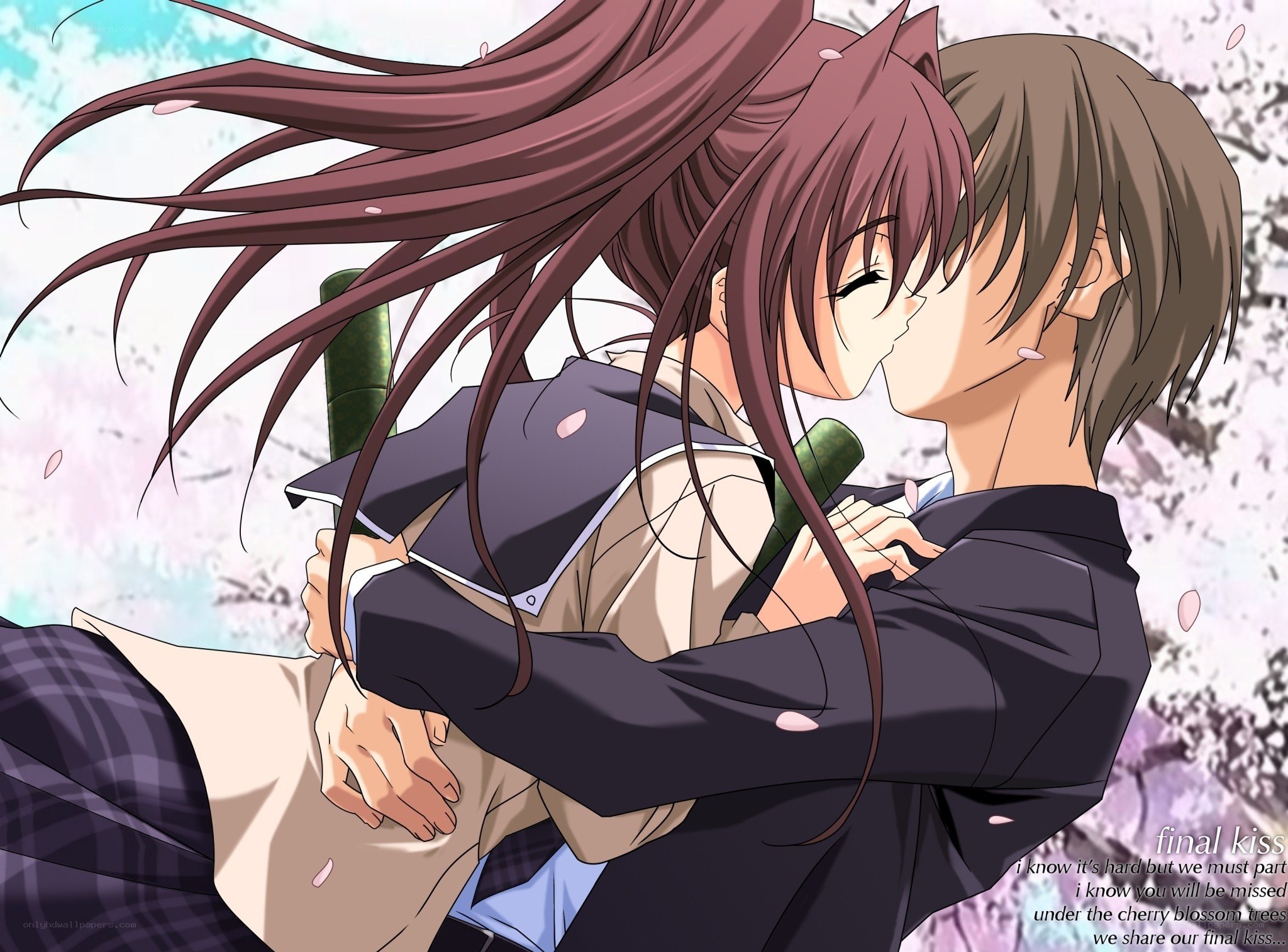 anime couple sharing a kiss