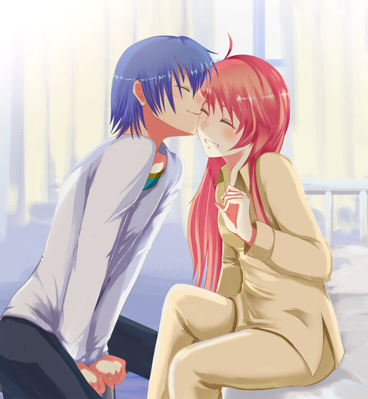 anime couple sharing a kiss