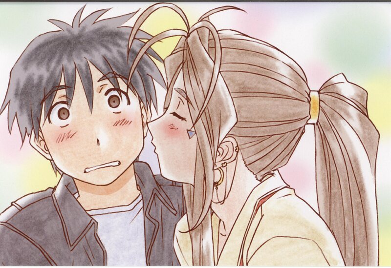 anime couple sharing a kiss