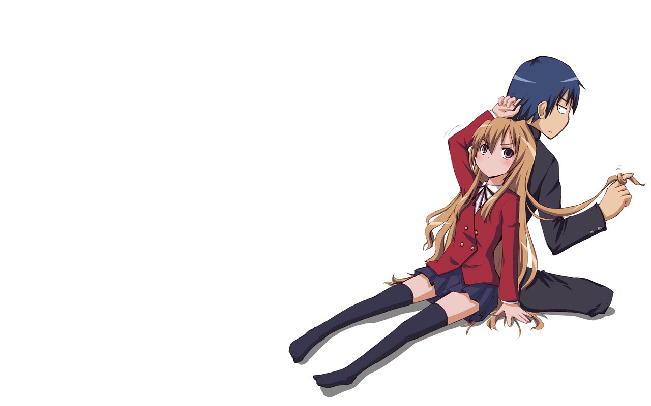 anime couple sitting on floor