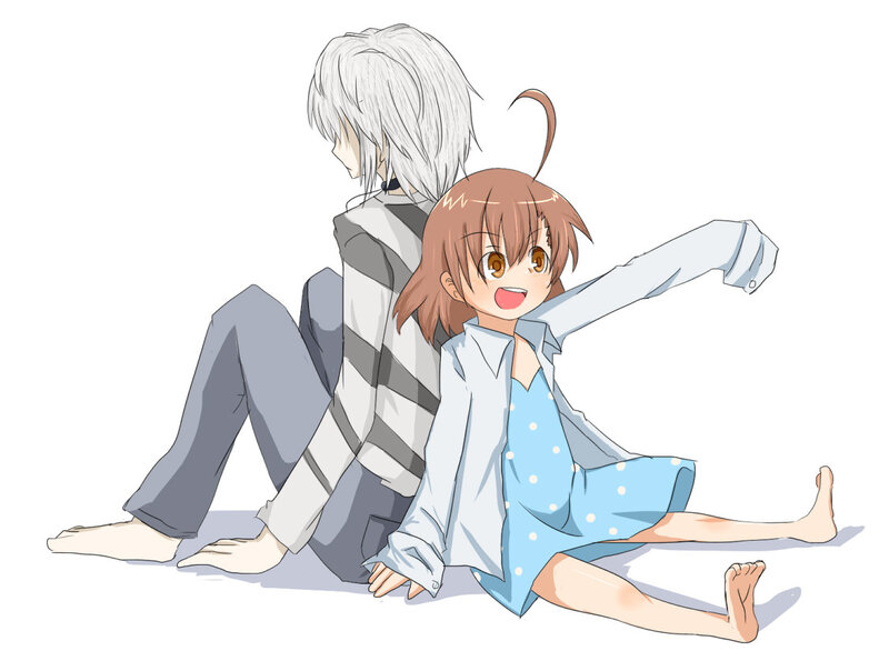 anime couple sitting together