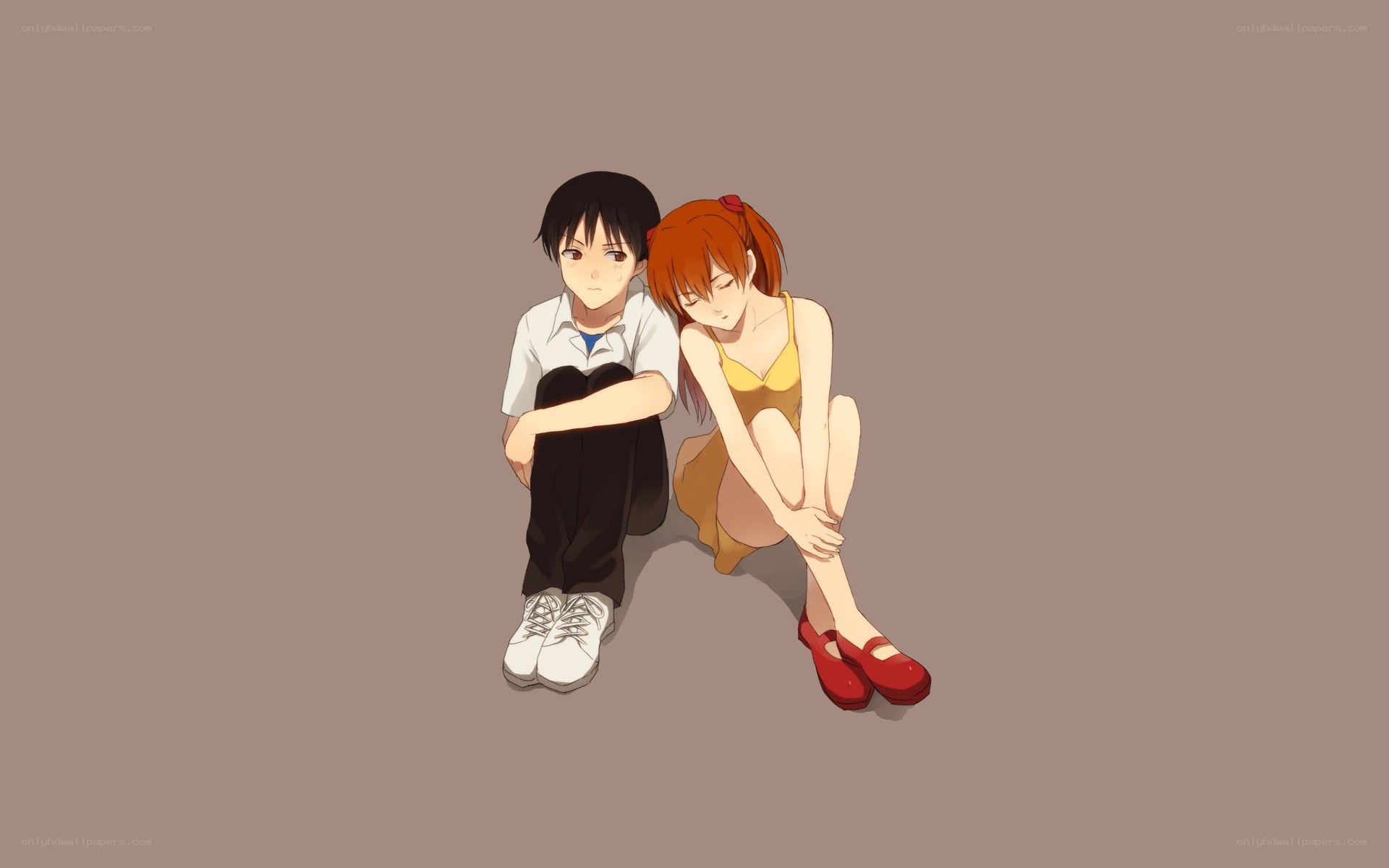 anime couple sitting together