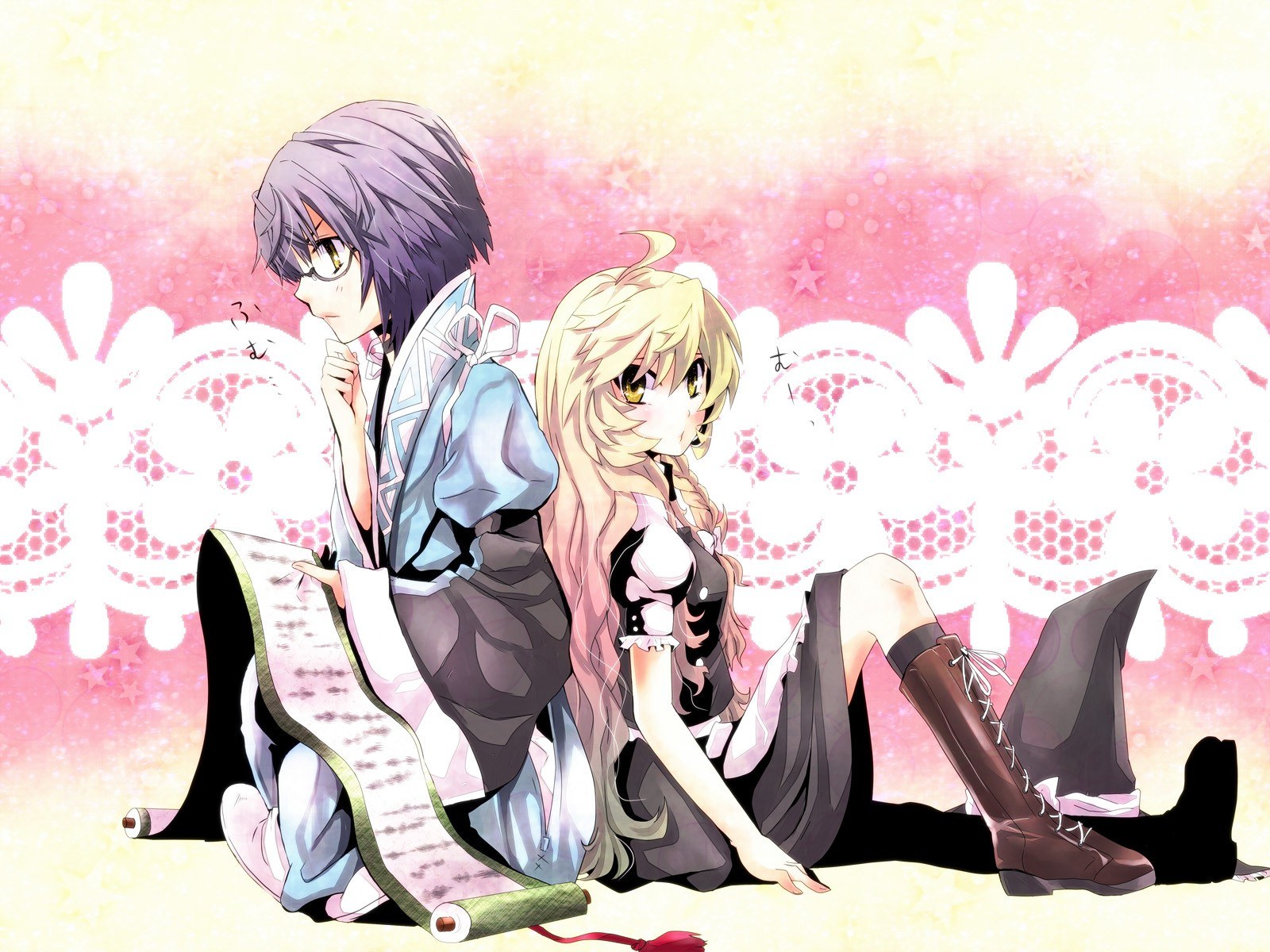 Anime couple sitting together