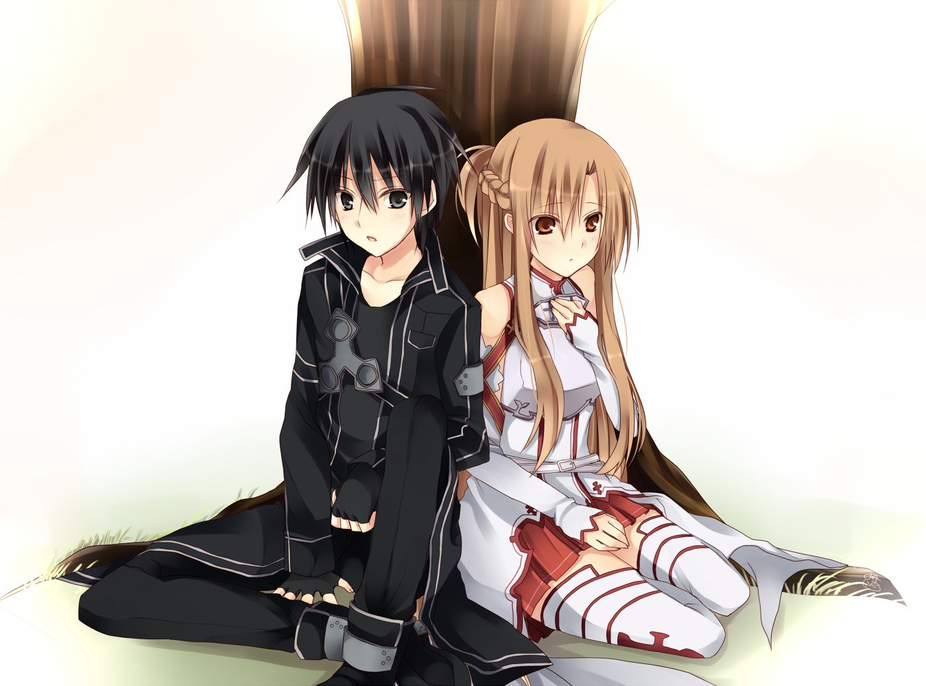 anime couple sitting together