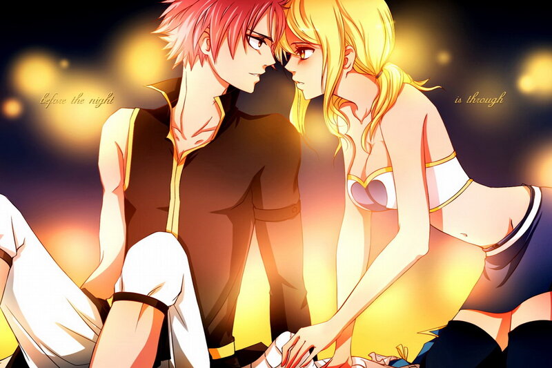 Anime Couple Sitting — Yellow, Romantic