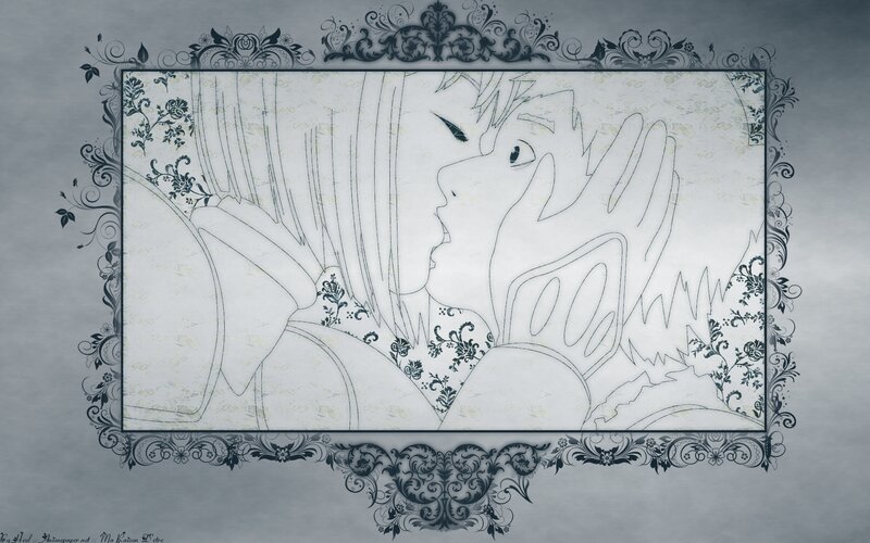 anime couple sketch frame