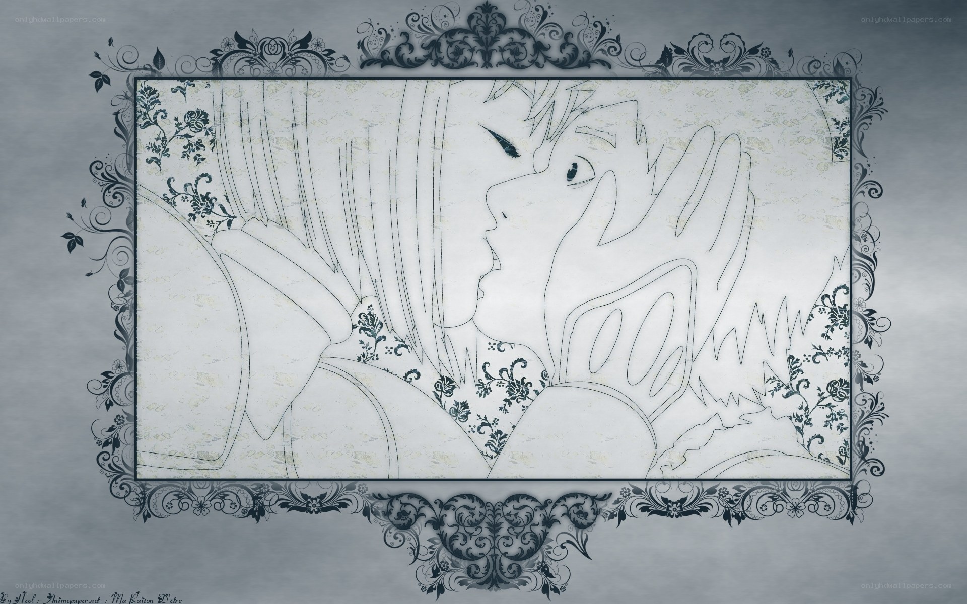 anime couple sketch frame