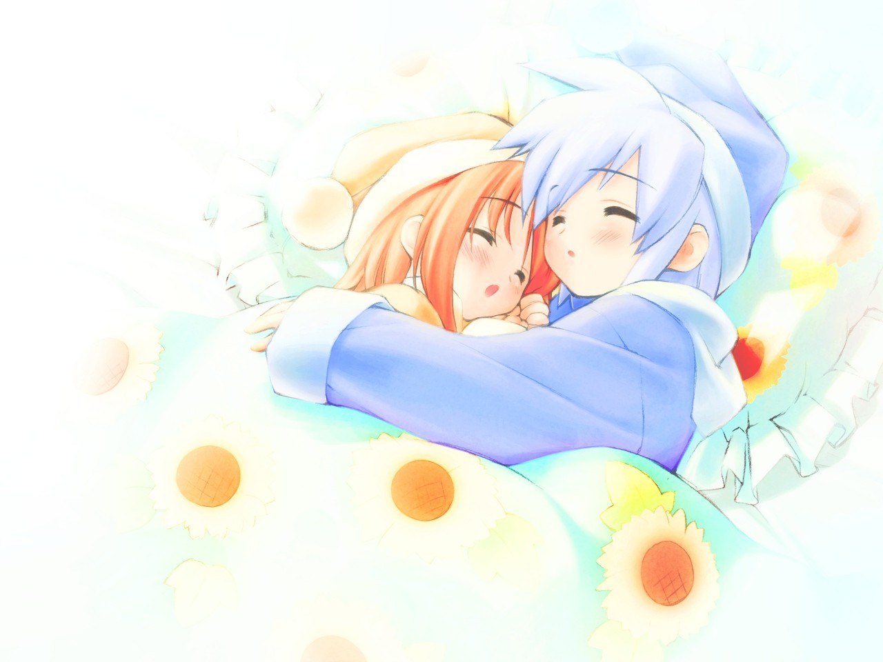 Anime couple sleeping together