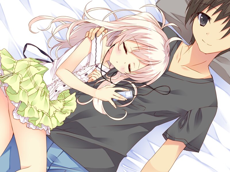 Anime Couple Sleeping — White