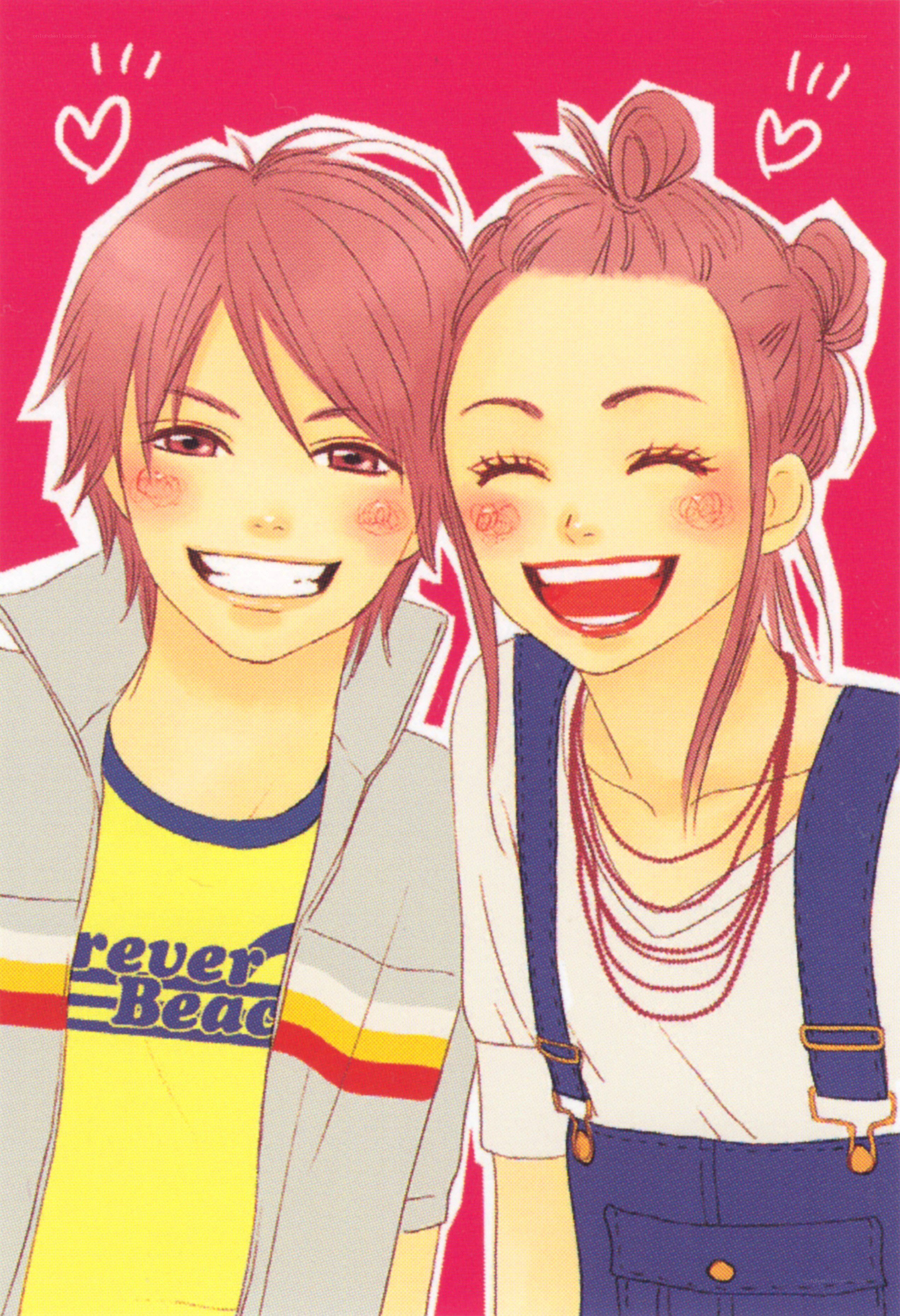 Anime couple smiling together