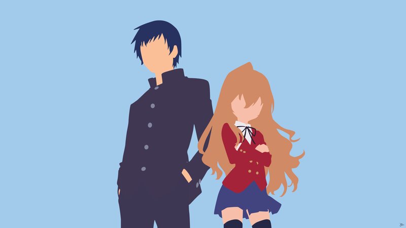 Anime Couple Standing — Blue, Calm