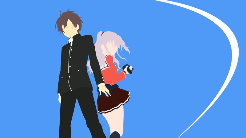 Anime Couple Standing — Blue, Calm, Vector Art