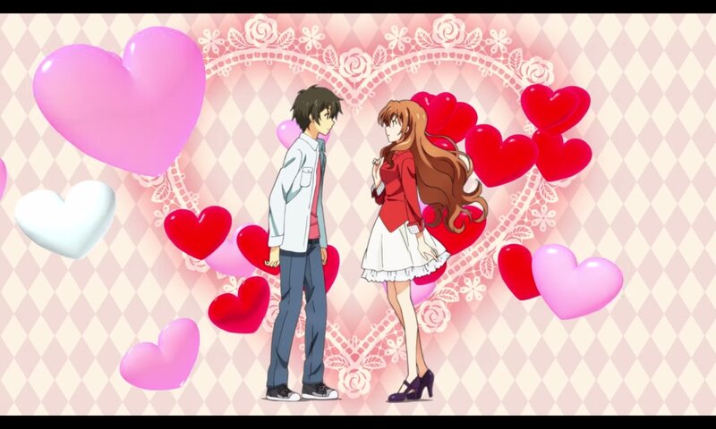 Anime Couple Standing — Pink, Romantic
