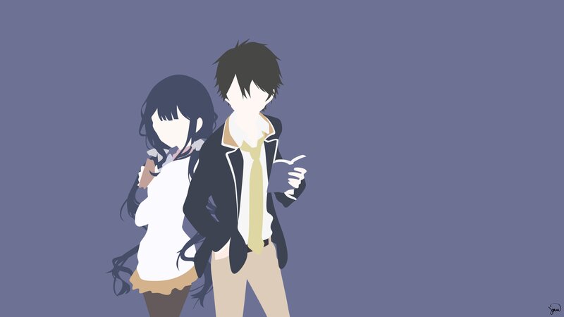 Anime Couple Standing — Purple, Calm, Minimalist