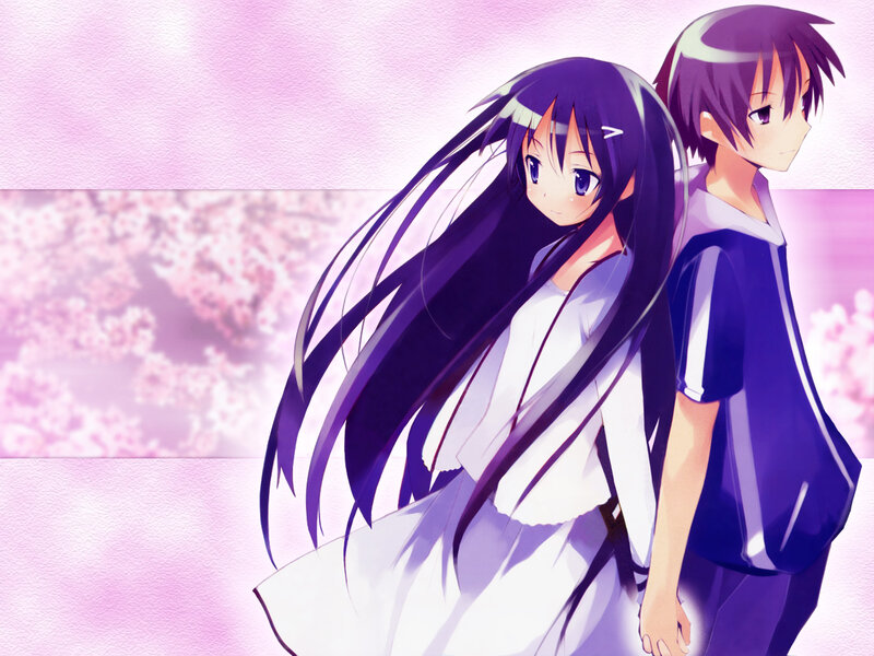 Anime Couple Standing — Purple, Serene