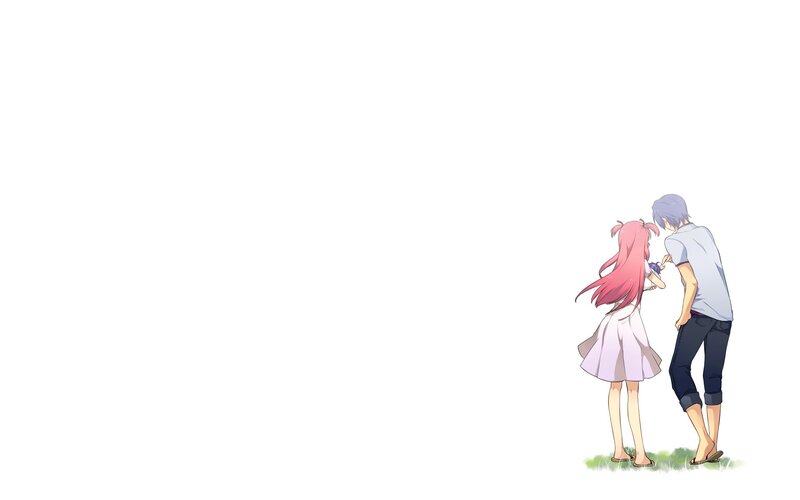 Anime Couple Standing — White, Calm
