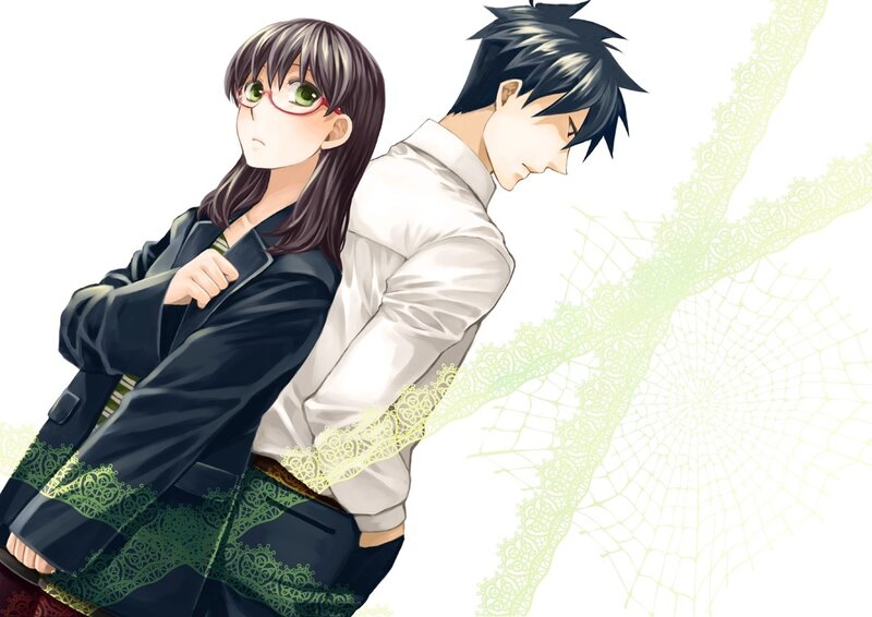 Anime Couple Standing — White, Dramatic