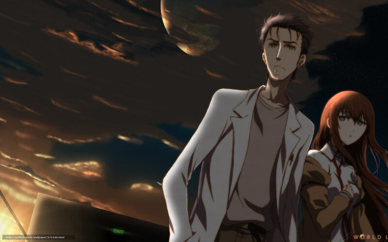 anime couple under alien sky