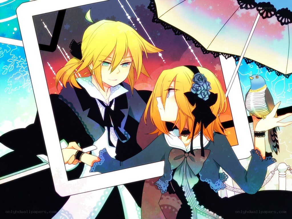 anime couple under an umbrella