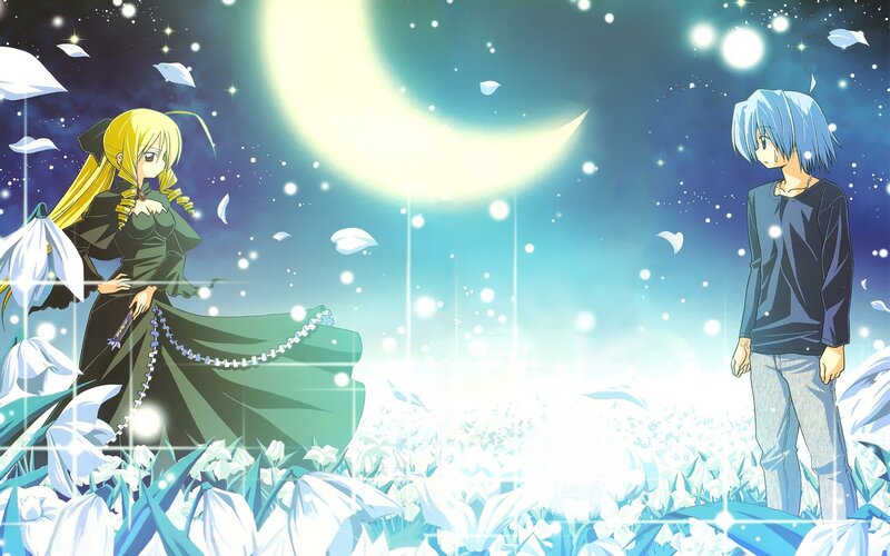 anime couple under moonlight