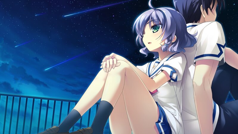 Anime couple under shooting stars