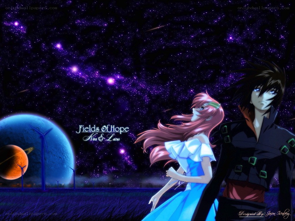 Anime couple under starry sky