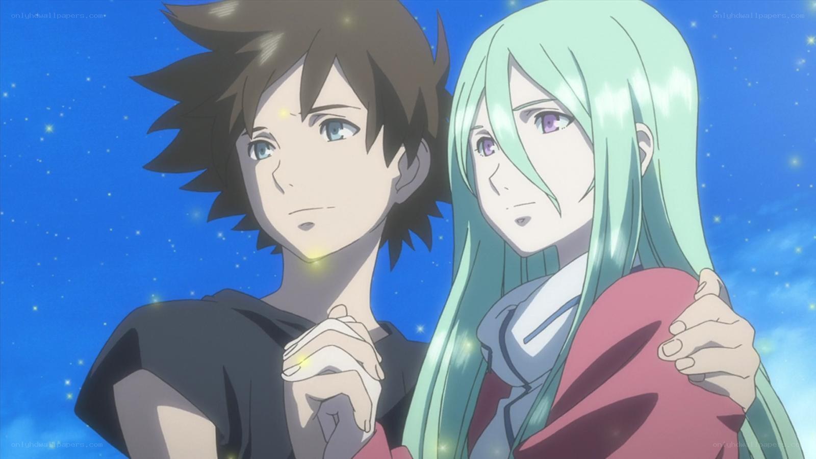 anime couple under stars