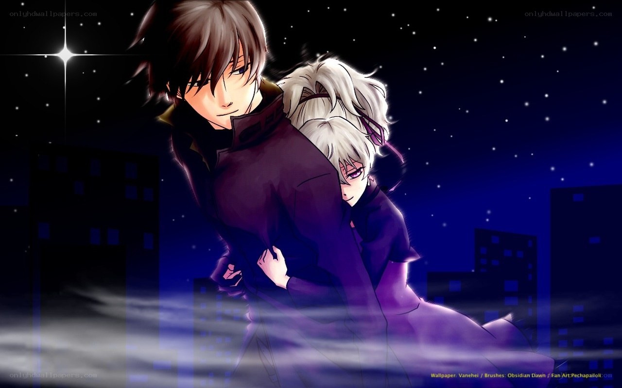 anime couple under stars