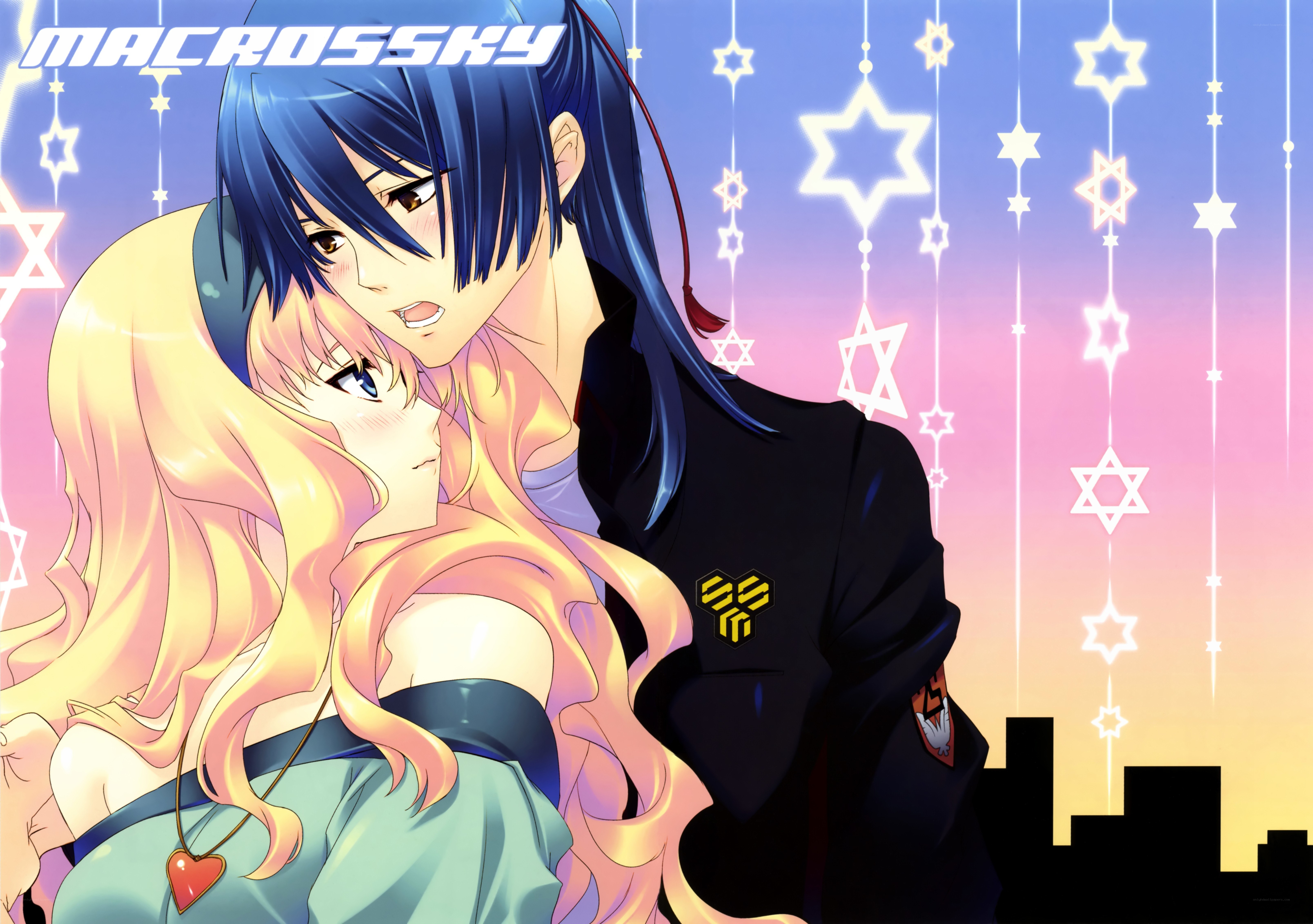Anime couple under stars