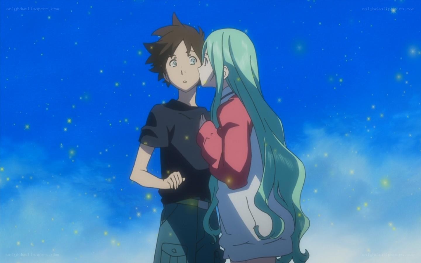 anime couple under stars