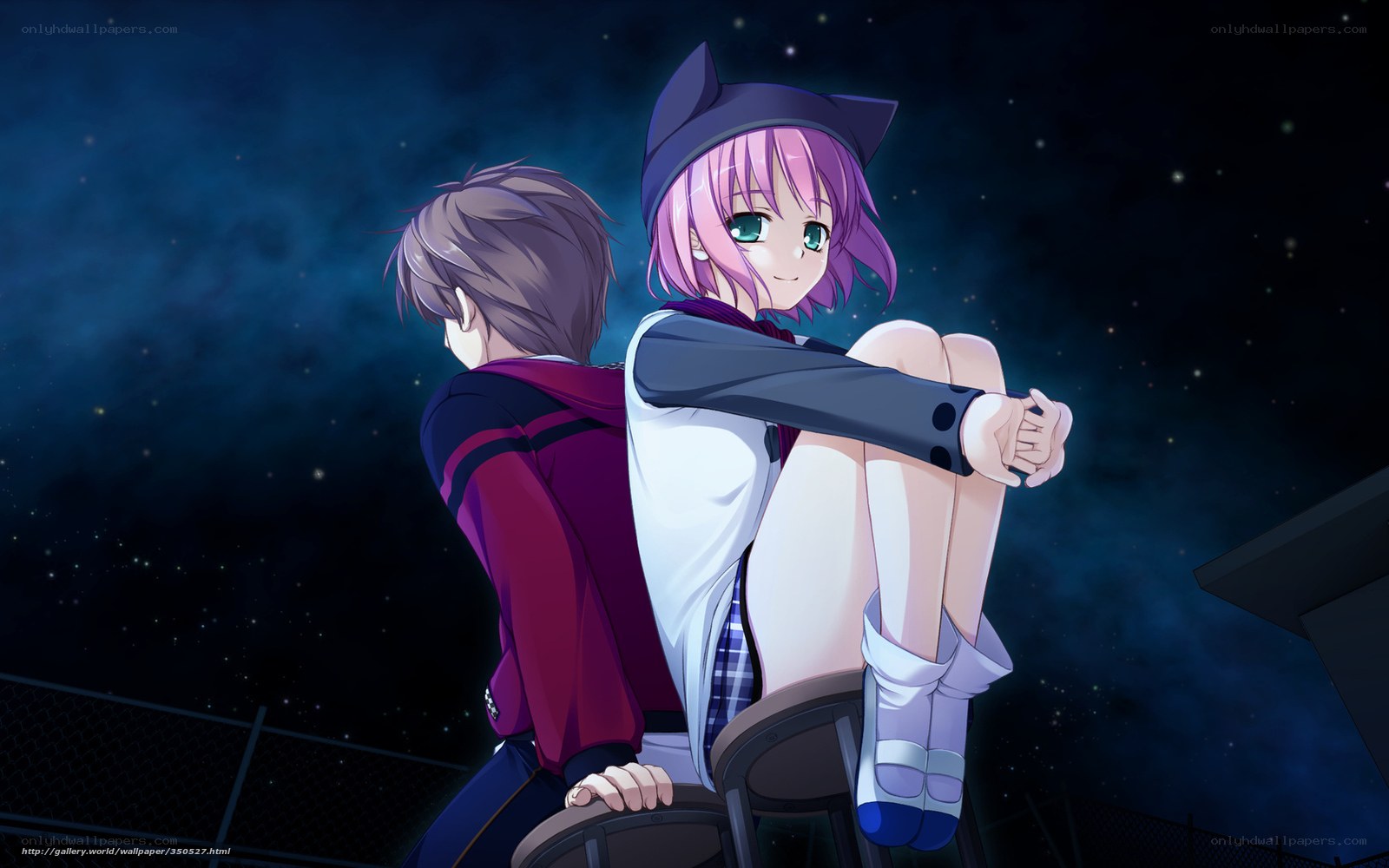Anime couple under stars