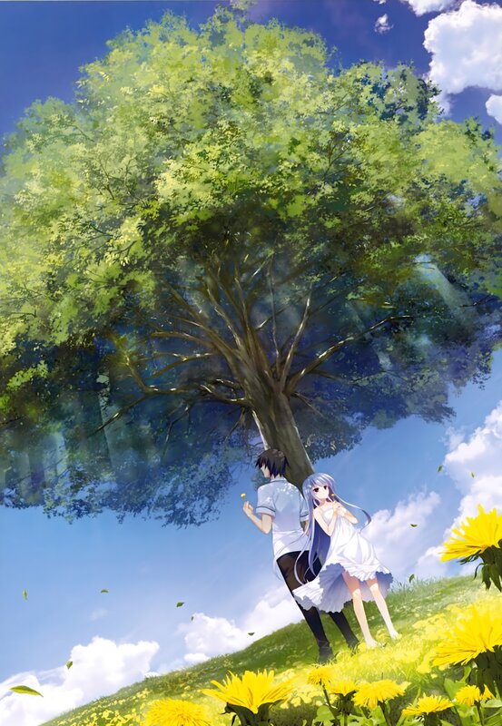 Anime Couple under Tree — Blue