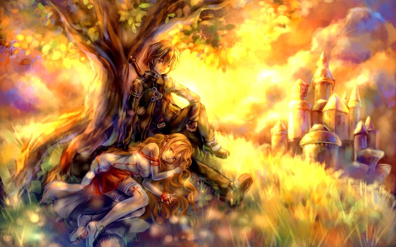 Anime Couple under Tree