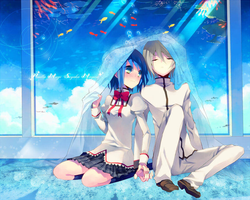 Anime couple under veil