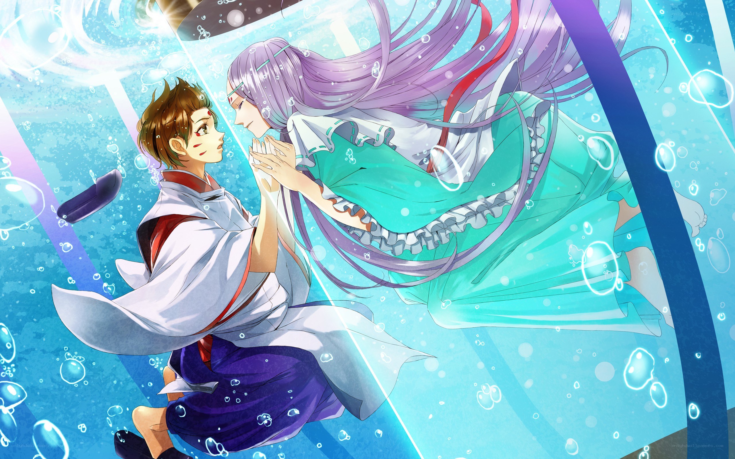 anime couple underwater