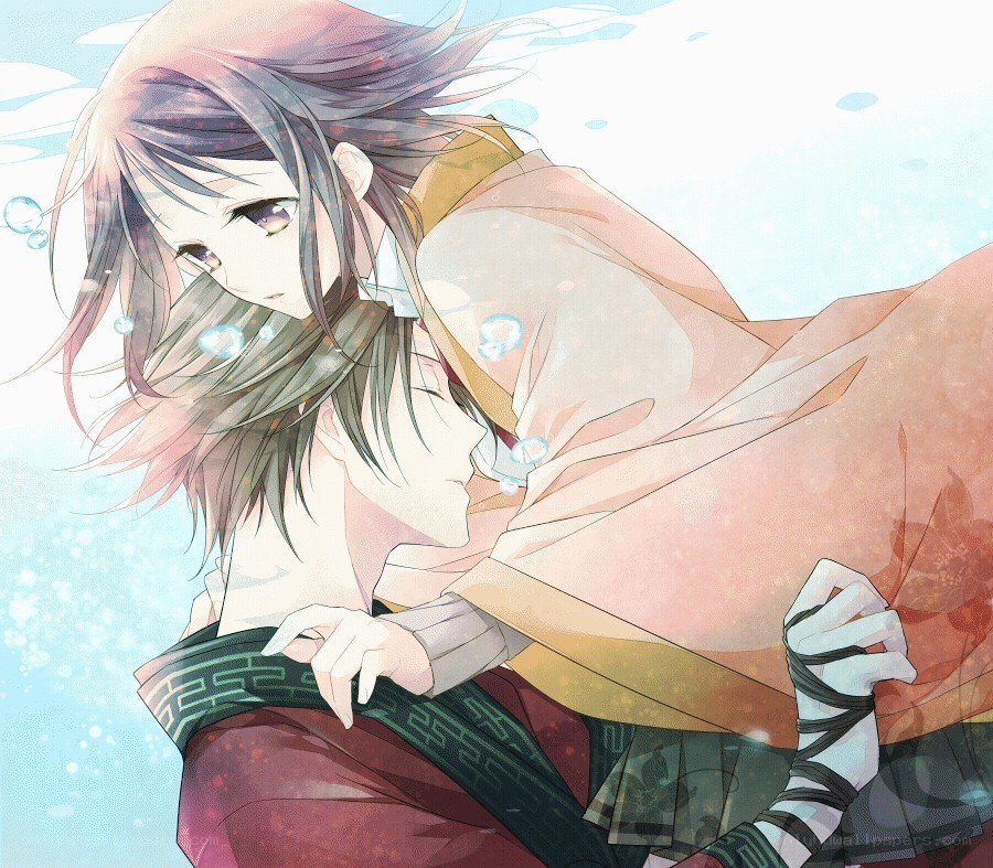 anime couple underwater