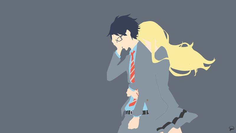Anime Couple Walking — Gray