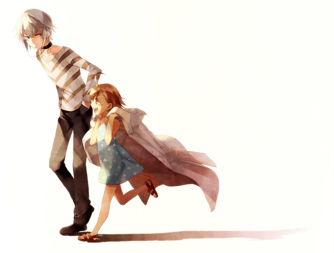 anime couple walking together