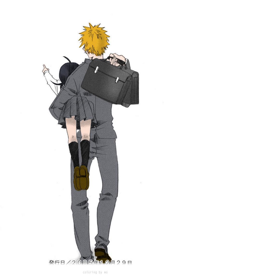 Anime couple walking together