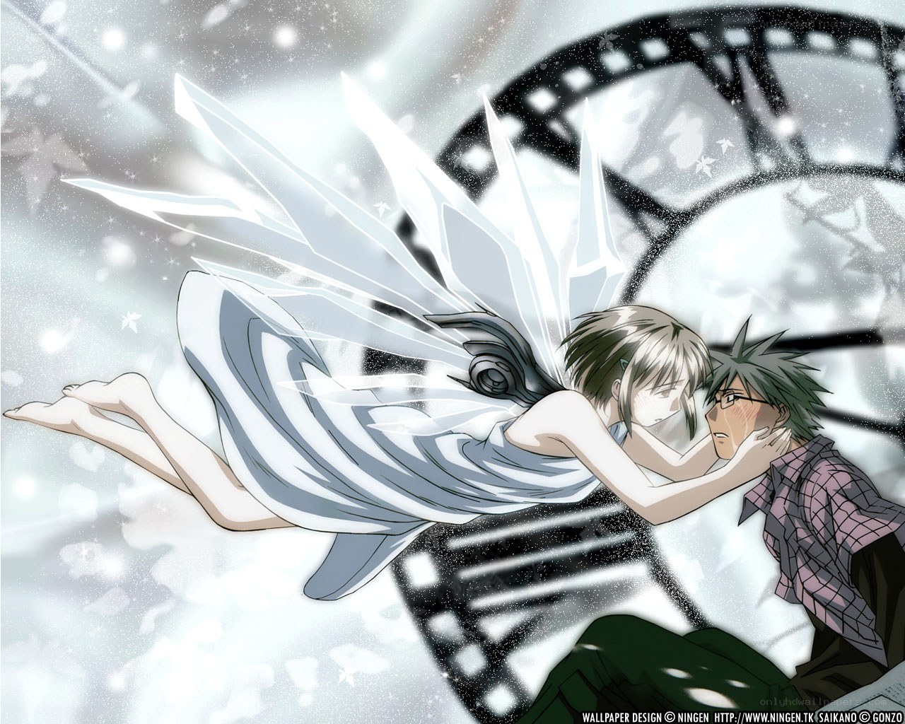 anime couple with angel wings